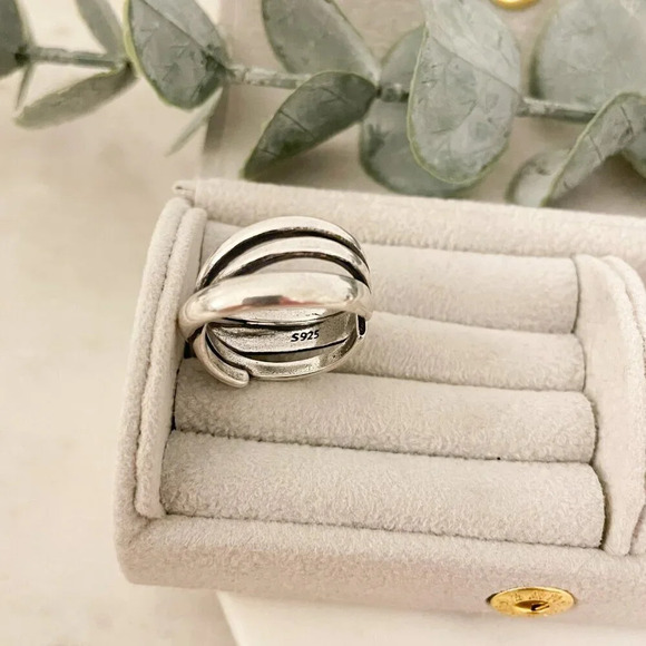 925 Sterling Silver Chunky Wrap Ring Minimalist Thick Bold Ring - Picture 7 of 7